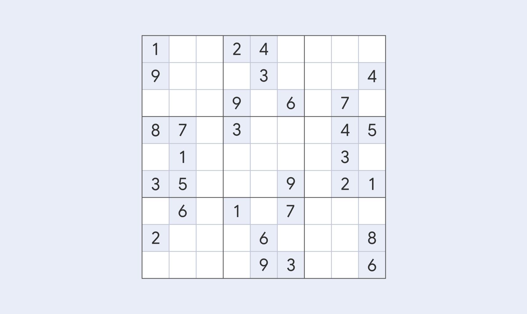Primjer srednje Sudoku zagonetke