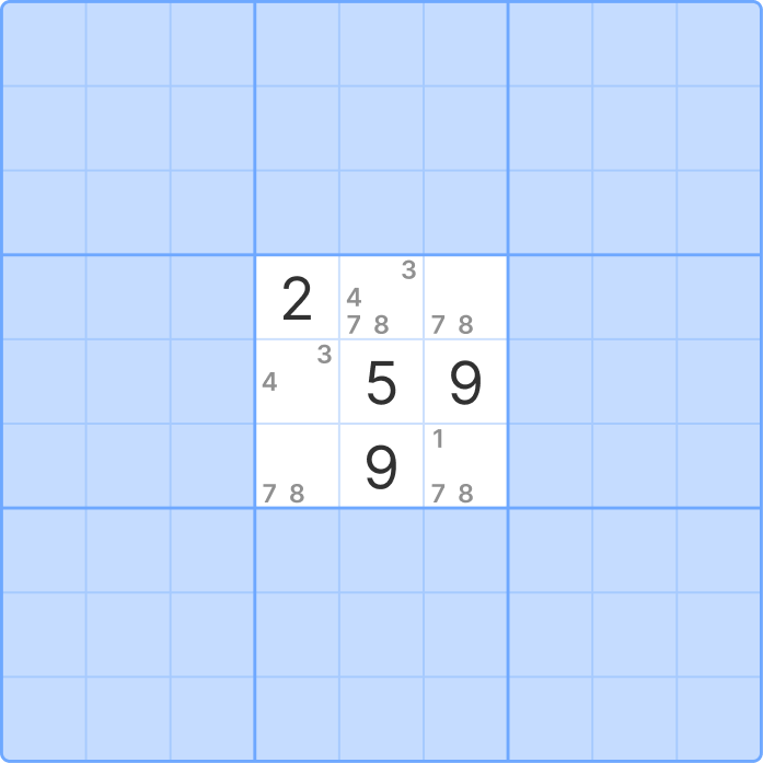 Naked Pairs Sudoku technique example