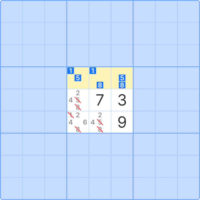 Naked triple applied to a Sudoku grid