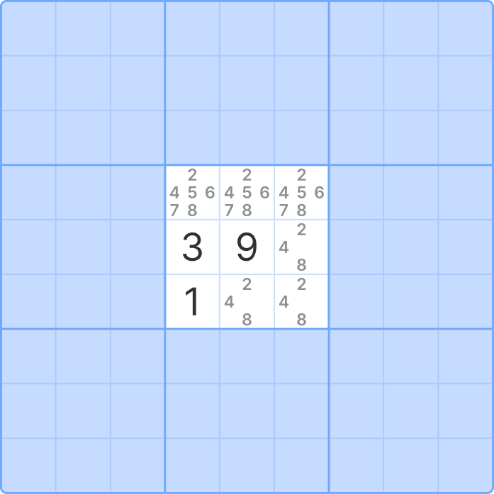 Hidden Triple sudoku technique example