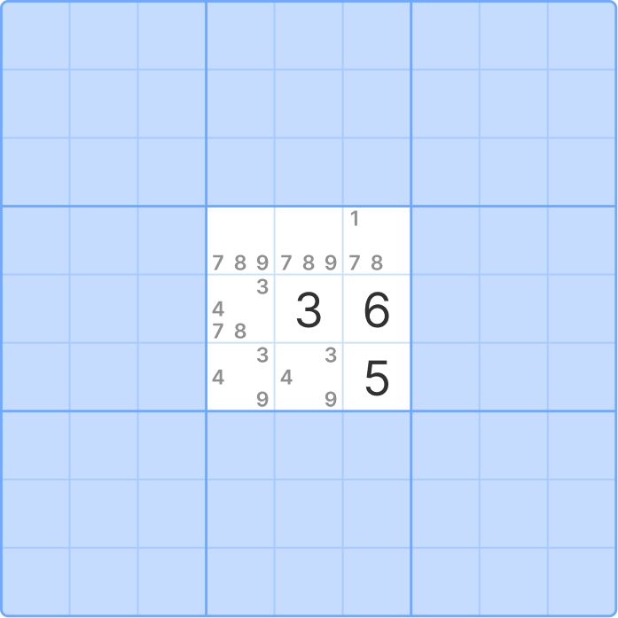 Hidden single initial grid example
