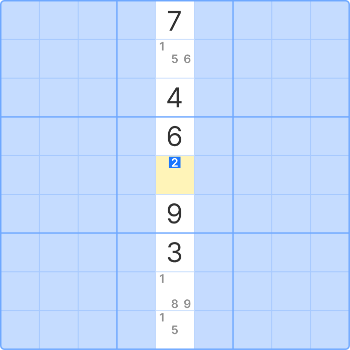 Naked single technique in a column