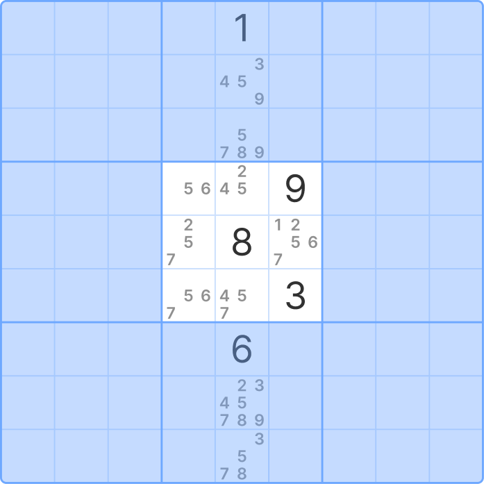 Pointing Sudoku technique example