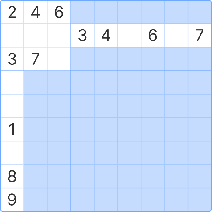 Sudoku grid before applying the Last Remaining Number technique