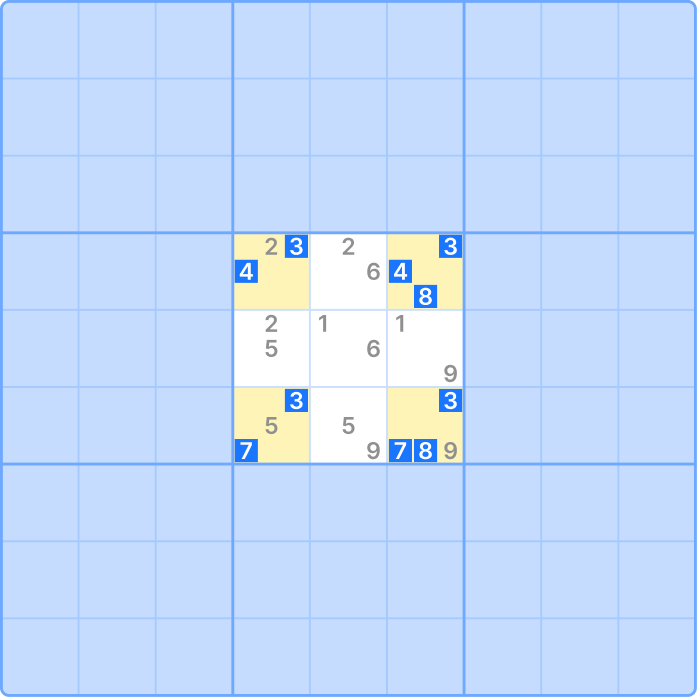 Hidden Quad with highlighted candidates