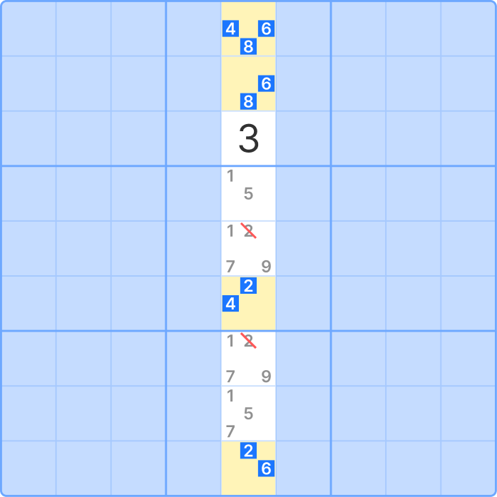Naked Quad technique in a Sudoku column