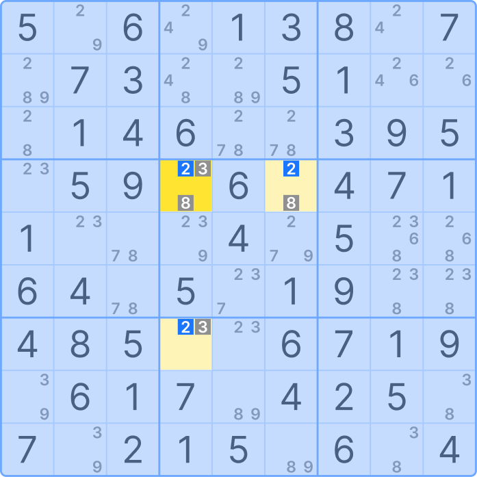 Highlighted candidates in XYZ-Wing technique