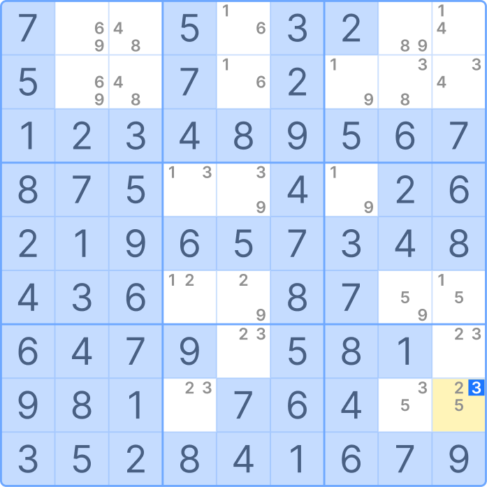BUG technique - find the cell with 3 candidates