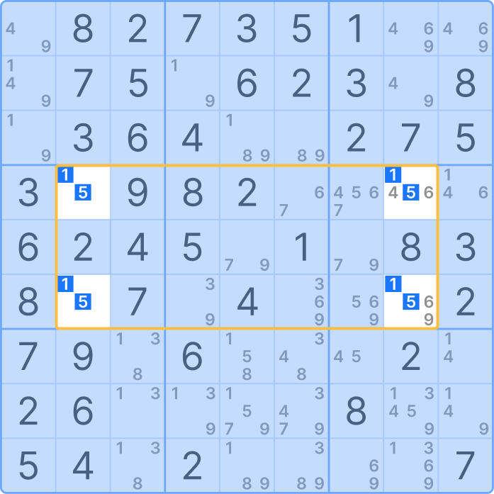 Unique Rectangle type 3 - initial example