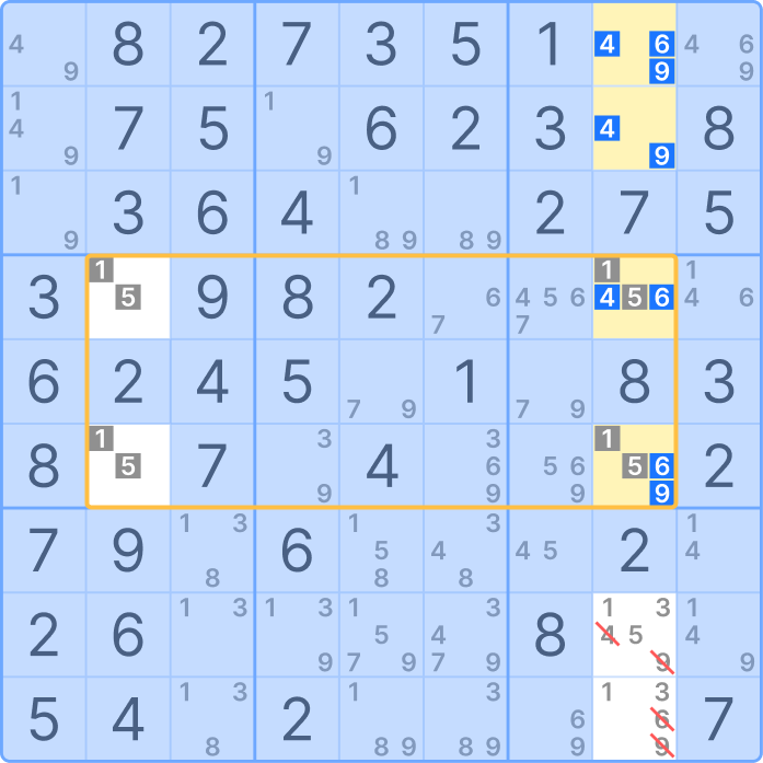 Unique Rectangle type 3 - Result after applying the technique
