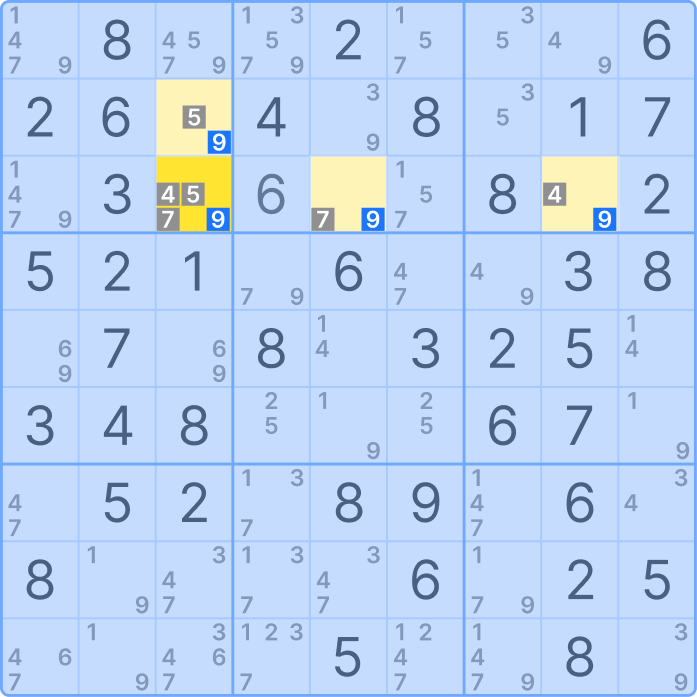WXYZ-Wing - spot the right candidates