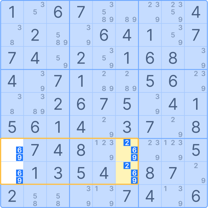 Unique Rectangle type 2 - initial example