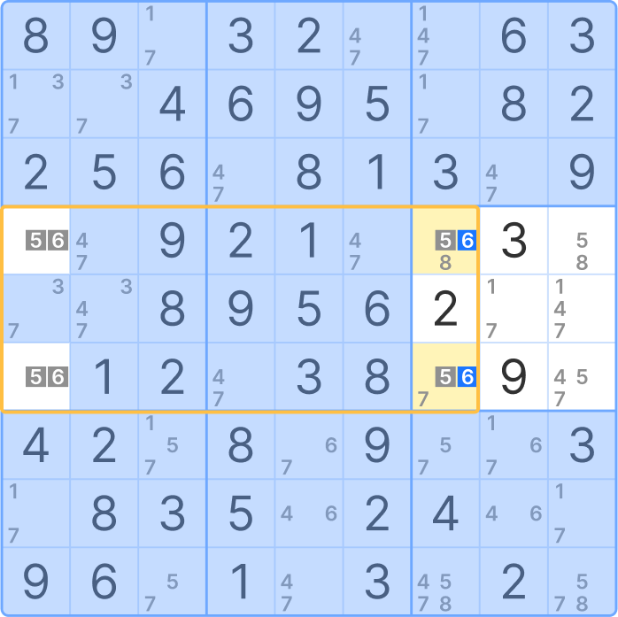 Unique Rectangle type 4 - candidate '6' can not be eliminated
