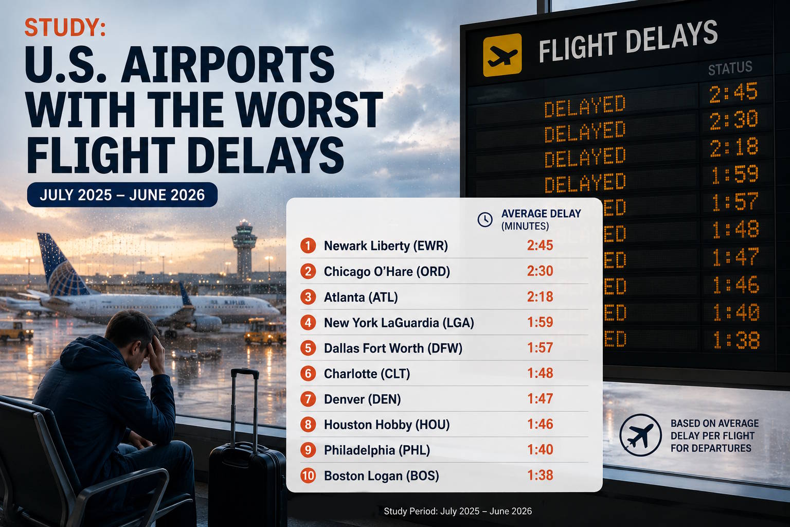 U.S. Airports with the Worst Flight Delays